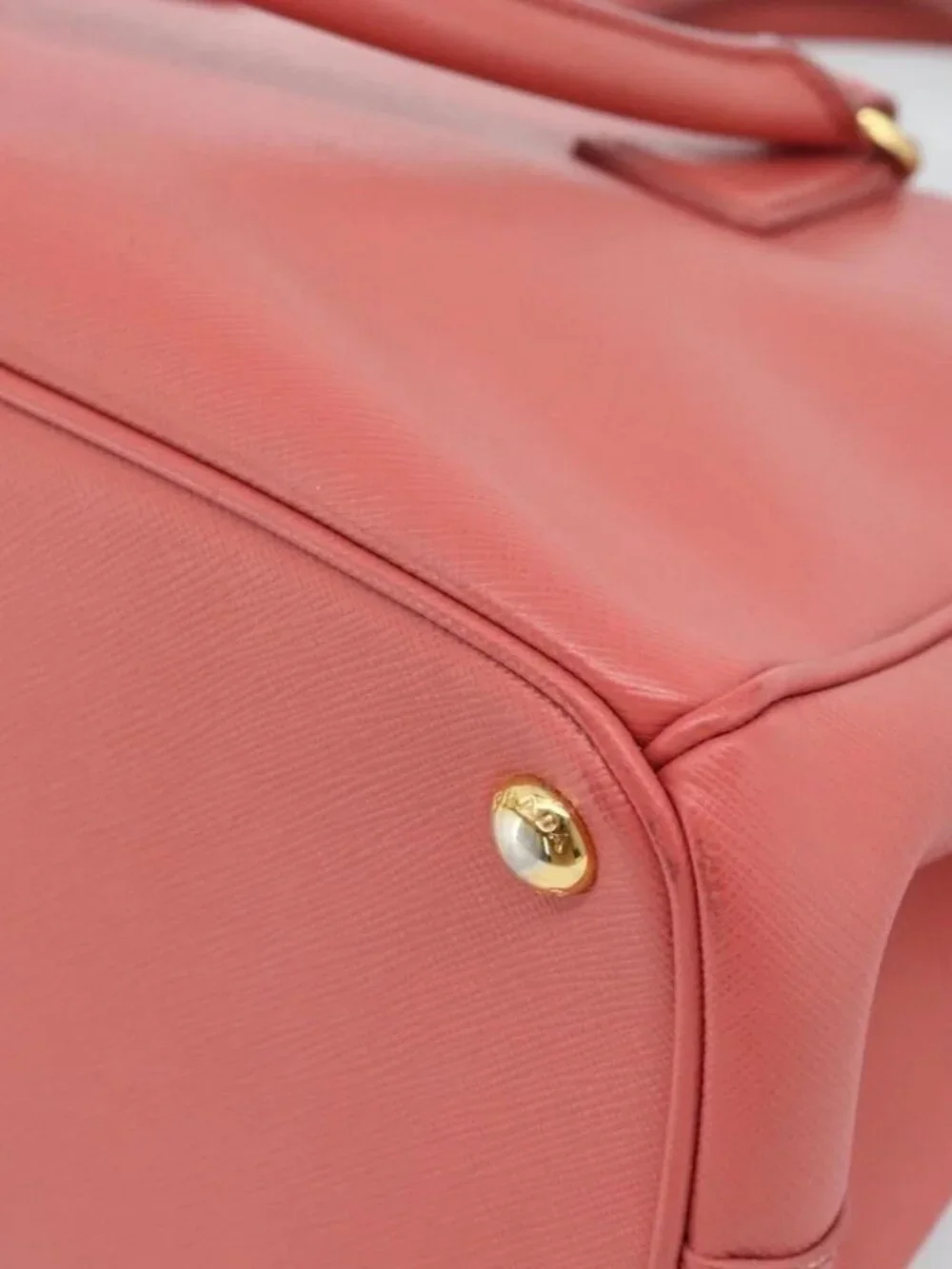 PRADA Galleria Hand Bag Safiano Leather 2way Pink Gold Auth